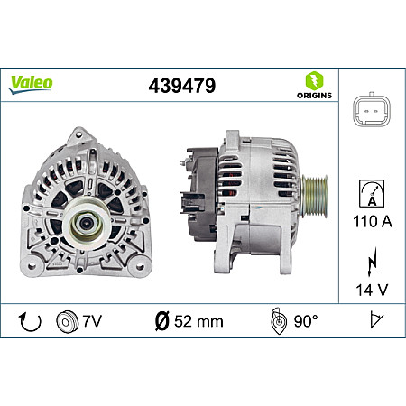 Alternator 14V 110A RENAULT GRAND SCENIC II LAGUNA II MEGANE II SCENIC II 1.9D/2.0 08.02- VALEO VAL439479