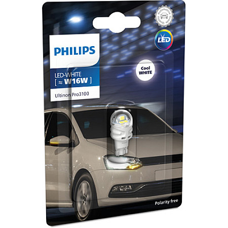 Bec, lampa ceata spate LED light bulb blister pack 1pcs W16W 12V 18W W21x9.5d no certification of approval Ultinon Pro3100 SL cool white 6000K PHILIPS PHI 11067CU31B1