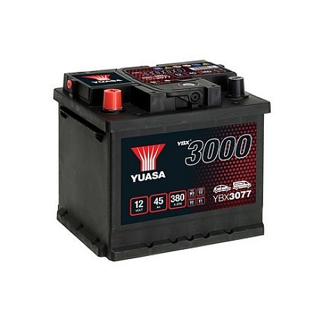 Acumulator Pornire Battery YUASA 12V 45Ah/380A YBX3000 SMF L+ standard 207x175x190 B13 starting YUASA YBX3077