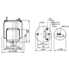 Burduf, suspensie pneumatica Supa de suspensie pneumatica spate R 29mm VOLVO FH PHOENIX 1 DF 17 A-2