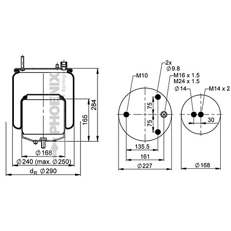 Burduf, suspensie pneumatica Supa de suspensie pneumatica spate R 29mm VOLVO FH PHOENIX 1 DF 17 A-2