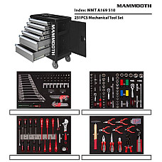 Carucior cu scule  numar piese 251 buc numar sertare 4 culoare Gri/Negru serie CONSUMER MAMMOOTH MMT A169 510