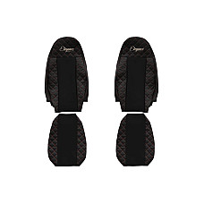 Husa scaun Huse pentru scaune Elegance negru/rosu material eco-piele / velours serie ELEGANCE scaune cu tetiere integrate  VOLVO F-CORE F-CORE FX01 BLACK/RED