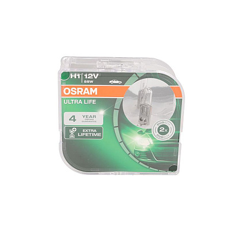 Bec incandescent Bec A stabilit 2buc H1 12V 55W P145S viata de pina la 4 ori mai lunga Ultra Life DS DS 3 DS 4 IVECO DAILY IV DAILY LINE DAILY TOURYS DAILY V DAILY VI MERCEDES C W202 10.75- OSRAM OSR64150 ULT-DUO/EA