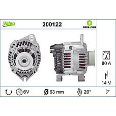 Alternator 14V 80A CITROEN BERLINGO BERLINGO/MINIVAN C4 II JUMPER JUMPY XANTIA XSARA ZX FIAT DUCATO SCUDO PEUGEOT 306 308 I 405 II BOXER EXPERT 1.6-2.1D 03.91-12.16 VALEO VAL200122