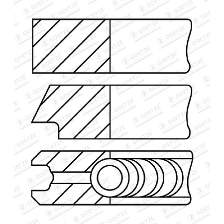 Set segmenti piston 83 STD Inele de piston CHRYSLER 300C JEEP COMMANDER GLADIATOR GRAND CHEROKEE GRAND CHEROKEE III GRAND CHEROKEE IV WRANGLER IV LANCIA THEMA 3.0D 06.05- GOETZE 08-449900-00