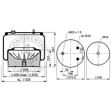 Burduf, suspensie pneumatica Air suspension bellows rear L/R 30mm with plastic piston DAF CONTITECH 6754 N P03