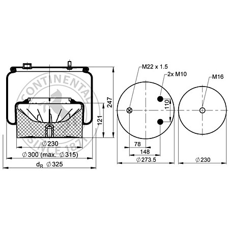 Burduf, suspensie pneumatica Air suspension bellows rear L/R 30mm with plastic piston DAF CONTITECH 6754 N P03