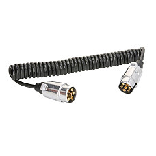 Cablu infasurat Sirma electrica spiralata poliuretan lungime de lucru 35m lungime maxima 4m cu mufe numar pini: 7 12V numar cabluri: 1x1+6x075mm dopuri din aliaj TRUCKLIGHT EC-07/12V-ALU