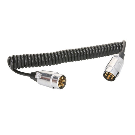 Cablu infasurat Sirma electrica spiralata poliuretan lungime de lucru 35m lungime maxima 4m cu mufe numar pini: 7 12V numar cabluri: 1x1+6x075mm dopuri din aliaj TRUCKLIGHT EC-07/12V-ALU
