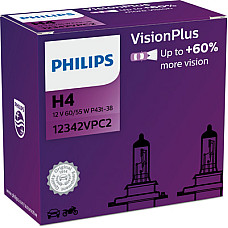 Bec, far principal Bec cutie 2buc H4 12V 60/55W P43T-38 VisionPlus Plus 60% PHILIPS PHI 12342VPC2