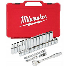 "Set scule Set of tools / Sockets set homogenous 32 pcs profile: Hexagonal socket / drive: 3/8"" packaging: plastic suitcase" MILWAUKEE 4932464945