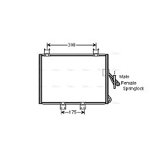 Condensator, climatizare A/C condenser JEEP WRANGLER II 2.4/2.5/4.0 08.96-04.07 AVA COOLING JEA5048 AVA