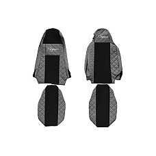 Husa scaun Huse pentru scaune Elegance gri material eco-piele / velours serie ELEGANCE Cabina STREAMLINE cu microfon integreaza tetiera pasagerului tetiera soferului integrata SCANIA F-CORE F-CORE FX16 GRAY