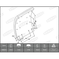 Set garnituri de frictiune, frana tambur Ferodou sabot frana 413x178. 1-supradimensionat SCANIA 3 3 BUS 4 01.88- BERAL KBL19931.1-1637