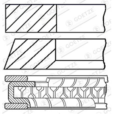 Set segmenti piston 69 STD 12 25 15 EN piston DACIA LOGAN LOGAN II LOGAN MCV II SANDERO SANDERO II NISSAN KUBISTAR 1.2/1.2ALK/1.2LPG 01.01- DACIA NISSAN RENAULT GOETZE 08-450000-10