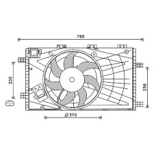 Ventilator, radiator Radiator fan with housing OPEL INSIGNIA A SAAB 9-5 1.6 07.08-03.17 AVA COOLING OL7621 AVA