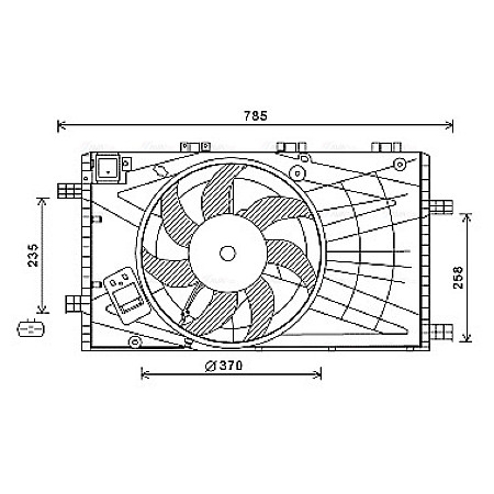 Ventilator, radiator Radiator fan with housing OPEL INSIGNIA A SAAB 9-5 1.6 07.08-03.17 AVA COOLING OL7621 AVA
