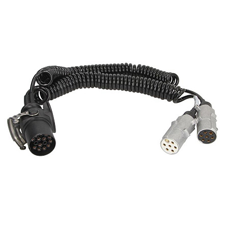 Cablu infasurat Sirma electrica spiralata poliuretan lungime de lucru 3m lungime maxima 35m numar pini: 7/15 13 pini activi in conector 15 adaptor VIGNAL VALD11487