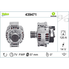 Alternator 14V 120A MERCEDES C CL203 C W203 C T-MODEL S203 CLC CL203 CLK A209 CLK C209 E W211 SLK R171 1.8/1.8CNG 05.02-06.11 VALEO VAL439471