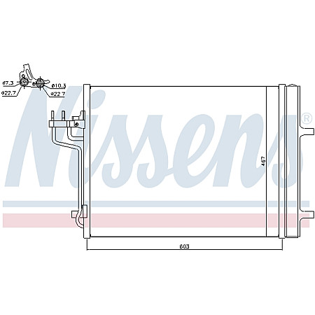 Condensator, climatizare A/C condenser with dryer FORD FOCUS III KUGA II TOURNEO CONNECT V408 NADWOZIE WIELKO TRANSIT CONNECT V408/MINIVAN 1.5-2.5 07.12- NISSENS NIS 940398