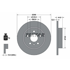 Disc frana Spate Dreapta/Stanga fara pivot de fixare a rotii BUICK ENCORE CHEVROLET AVEO CRUZE TRAX OPEL ASTRA H CLASSIC ASTRA J ASTRA J GTC MOKKA / MOKKA X 1.3D-2.0D 01.09- TEXTAR 92205503