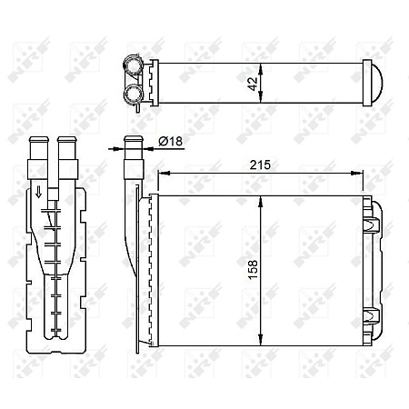 Schimbator caldura, incalzire habitaclu 77 01 027 078 de incalzire RENAULT RAPID II 1.9 D 1991-1909> NRF NRF 507339