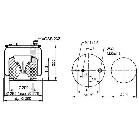 Burduf, suspensie pneumatica Supa de suspensie pneumatica spate R 28mm baza de plastic MERCEDES ACTROS MP4 MERCEDES ACTROS MP4 / MP5 07.11- PHOENIX 1 DF 16 A-2