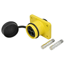 Dulie Priza plug-in numar pini/mumar pini activi 2 24V 300A aluminiu conector acoperit cu argint contacte inchise galben pentru furtun cu diametrul de 35mm2 sau 50mm2 JAEGER 151215EJ