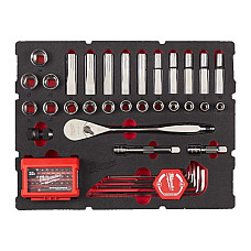 Unelte (inserturi) pentru carucioare Toolkit 69 pcs extension bars / grip/s / insert bits HEX / insert bits Phillips PH / insert bits Pozidriv PZ / insert bits slotted / insert bits TORX / key wrenches / ratchets / socket MILWAUKEE 4932480716