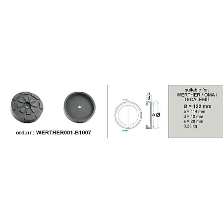Tampon cric hidraulic Rubber pad {Rubber pad} 122mmx114mmx28mm type: circle BOECK WERTHER001-B1007