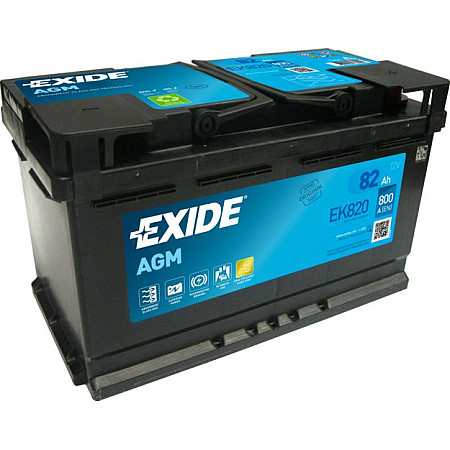 Acumulator Pornire Battery EXIDE 12V 82Ah/800A AGM START&amp;STOP AGM R+ standard 315x175x190 B13 agm EXIDE EK820