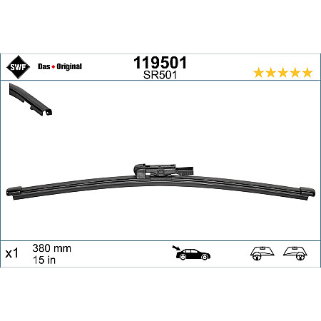 Lamela stergator Wiper blade jointless rear 1pcs Visioflex 380mm LAND ROVER RANGE ROVER SPORT II 04.13- SWF SWF 119501