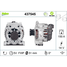 Alternator 14V 150A MERCEDES A W169 B SPORTS TOURER W245 C W204 2.0D/2.1D 09.04-06.12 VALEO VAL437545
