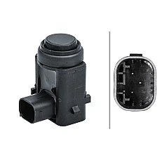 Sensor de parcare Parking distance sensor rear iS it suitable for painting. yes FORD FIESTA V FIESTA VI FOCUS FUSION GALA FORD FOCUS (DNW), Estate Van, 08.1998 - 03.2005 HELLA 6PX 358 141-491