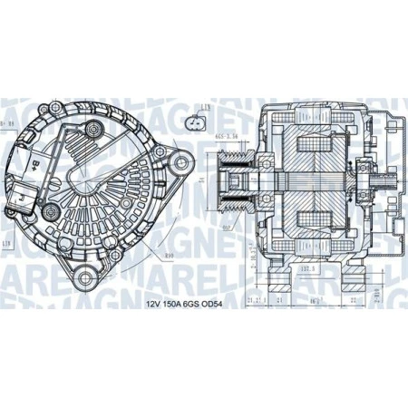 Alternator 12V 150A VOLVO C30 FORD B-MAX C-MAX II ECOSPORT FIESTA VI FOCUS III GRAND C-MAX KUGA II TOURNEO CONNEC FORD FIESTA VI (CB1, CCN), Hatchback, 06.2008 - Magneti Marelli 063731472410