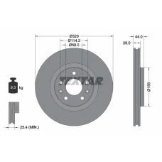 Disc frana Fata Dreapta/Stanga fara pivot de fixare a rotii  RENAULT CLIO IV ESPACE V GRAND SCENIC III GRAND SCENIC IV LAGUNA LAGUNA III LATITUDE MEGANE III 1.2-3.5 10.07- TEXTAR 92195403
