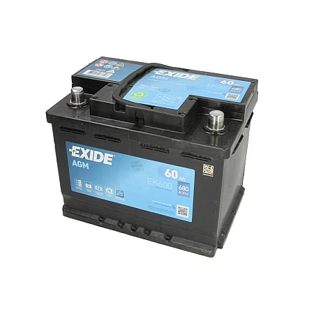Acumulator Pornire Acumulator EXIDE 12V 60Ah/680A START&amp;STOP AGM R+ borna standard 242x175x190 B13 agm/pornire EXIDE EK600
